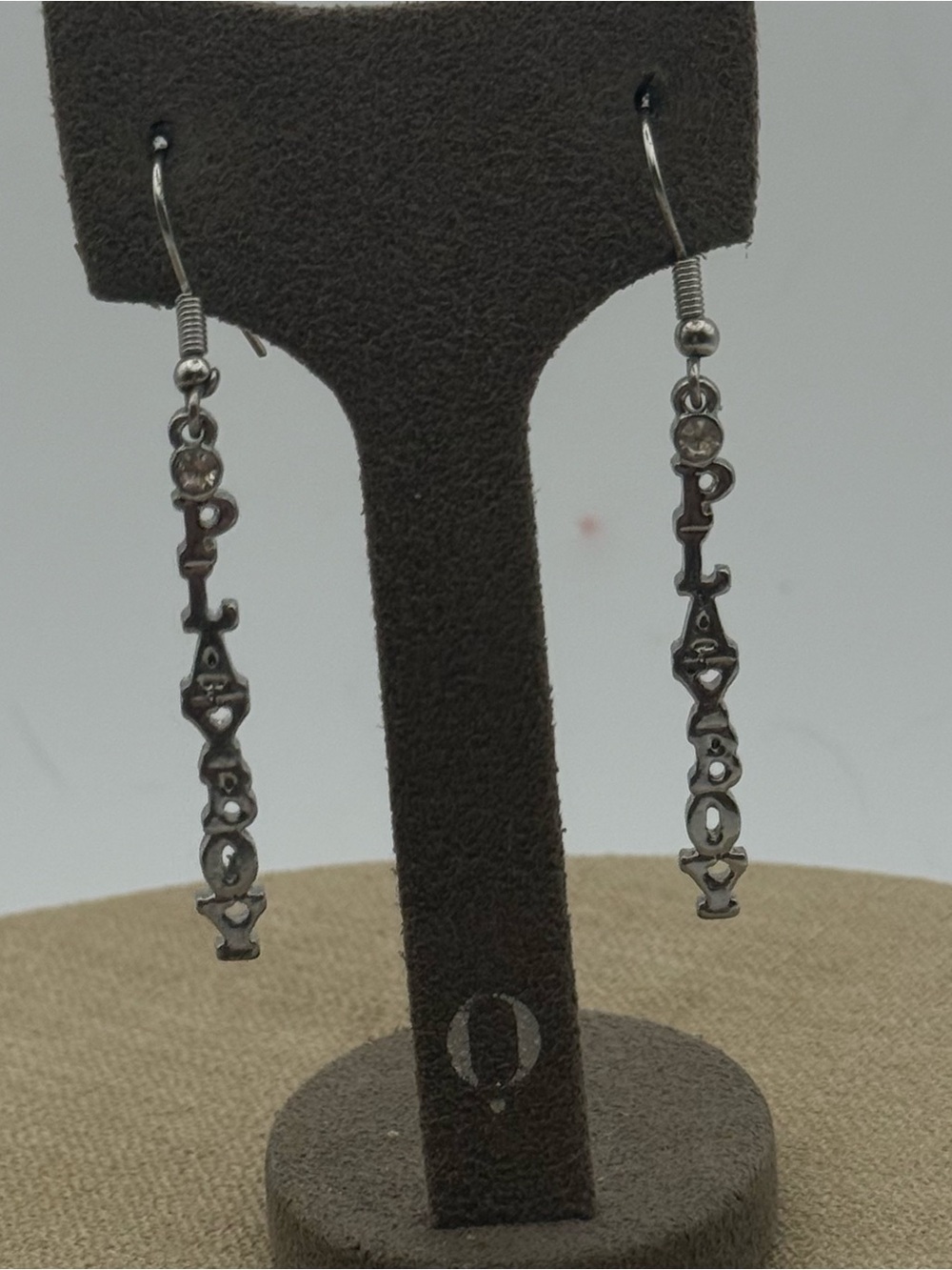PLAYBOY Silver-Tone Vertical Letter Drop Earrings